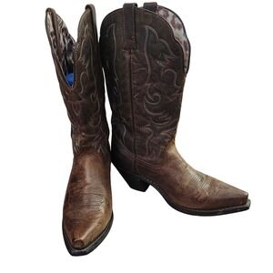 Laredo 51078 Womens Western Cowboy Boots Brown Leather Leopard Lined Size 9 1/2M